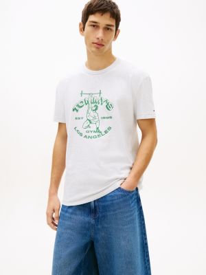 grey grafisches t-shirt aus gepeachtem jersey für herren - tommy jeans