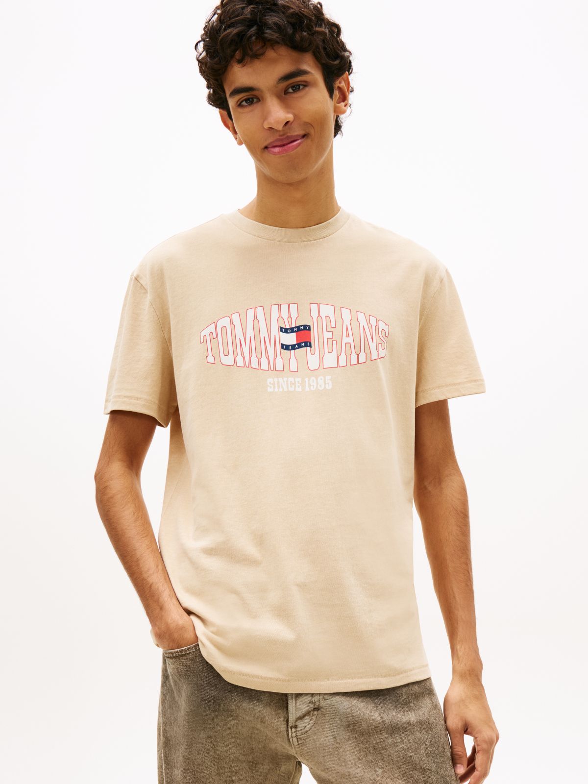 Wavy Flag Jersey T-Shirt — Beige