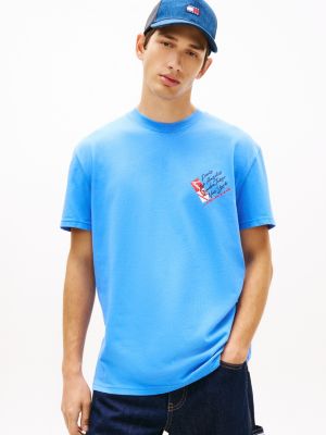 blue signature back logo jersey t-shirt for men tommy jeans