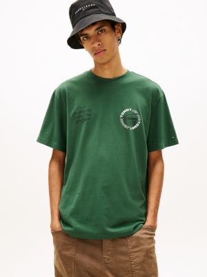green relaxed fit t-shirt mit rundem logo hinten für herren - tommy jeans