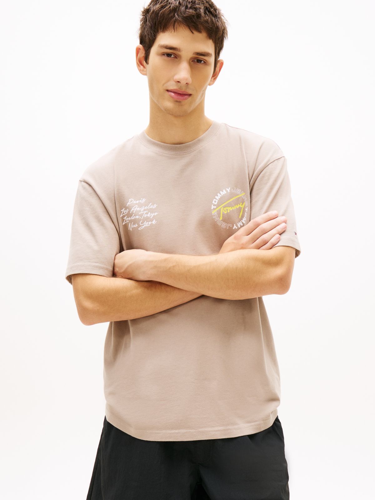 Circular Back Logo Relaxed T-Shirt — Grey
