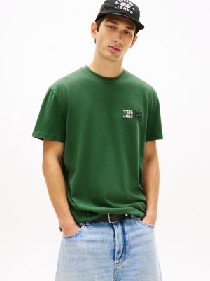 green relaxed fit jersey-t-shirt mit logo hinten für herren - tommy jeans