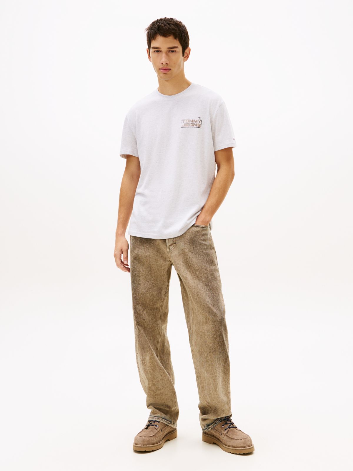 Back Logo Relaxed Jersey T-Shirt — Grey