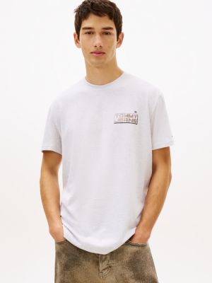 t-shirt décontracté en jersey à logo au dos grey pour hommes tommy jeans