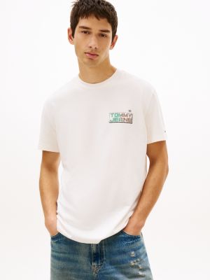 white relaxed fit jersey-t-shirt mit logo hinten für herren - tommy jeans