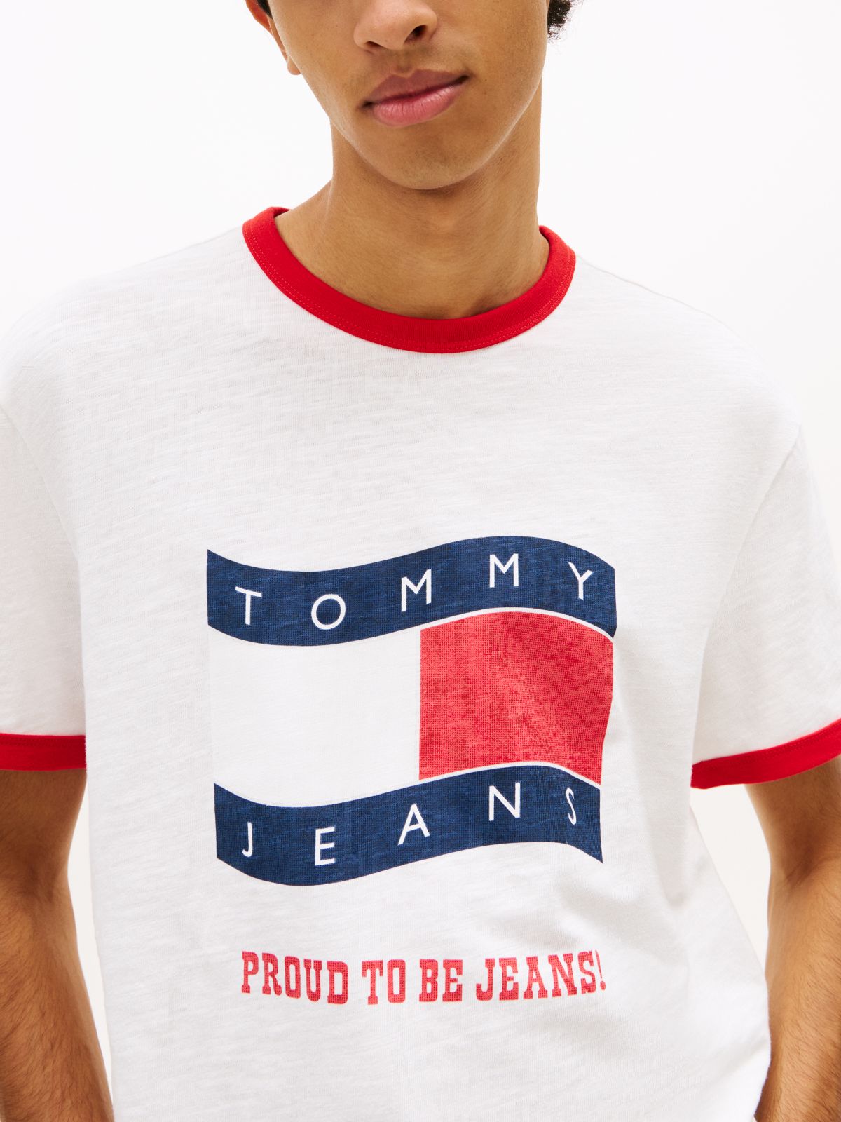 Wavy Flag Textured Jersey T-Shirt — White