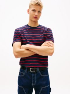 Tommy Flag Stripe Jersey T-Shirt — Blue 1