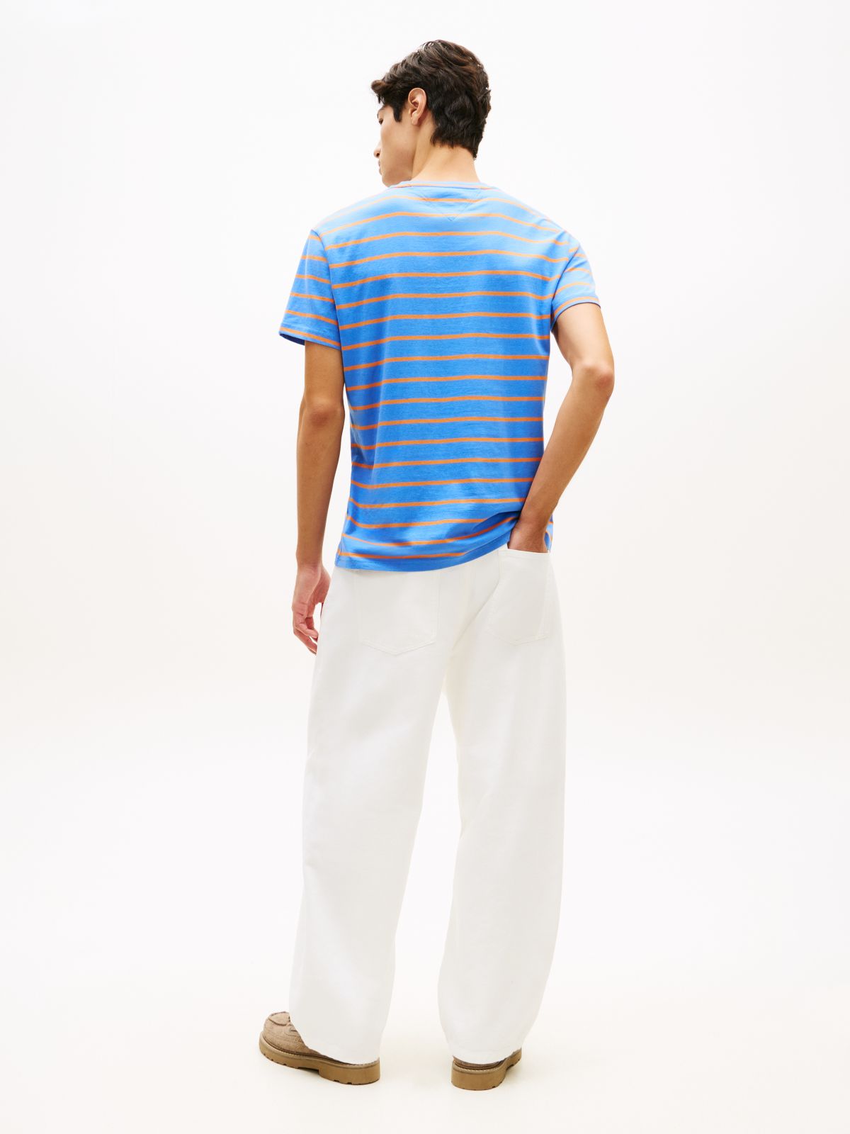 Tommy Flag Stripe Jersey T-Shirt — Blue
