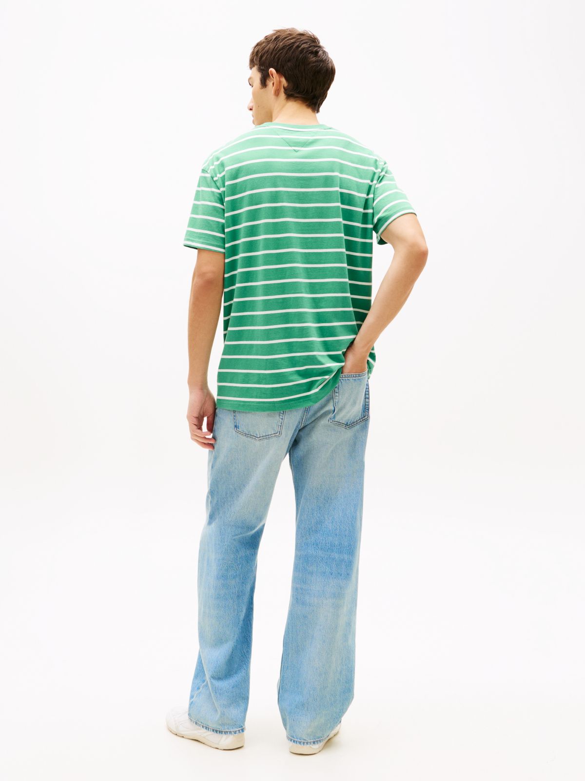 Tommy Flag Stripe Jersey T-Shirt — Green