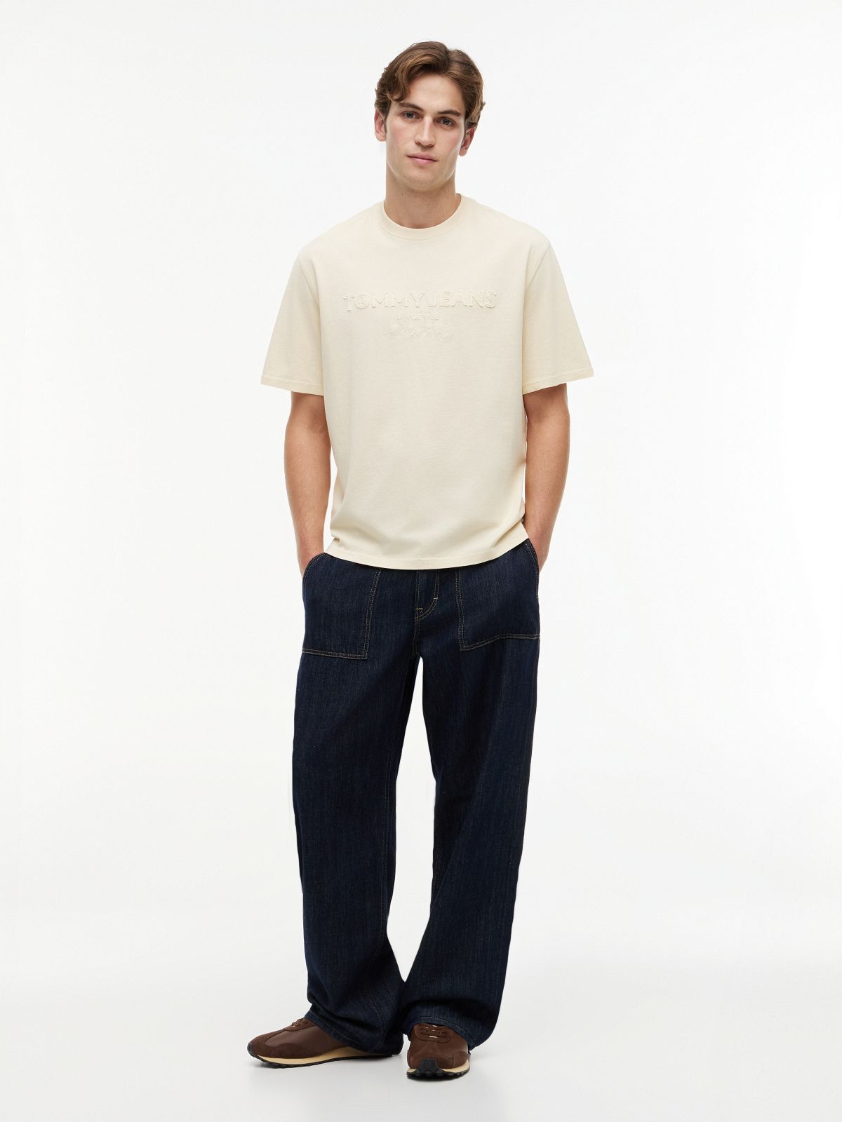 Classic Tonal Logo Oversized T-Shirt — Beige