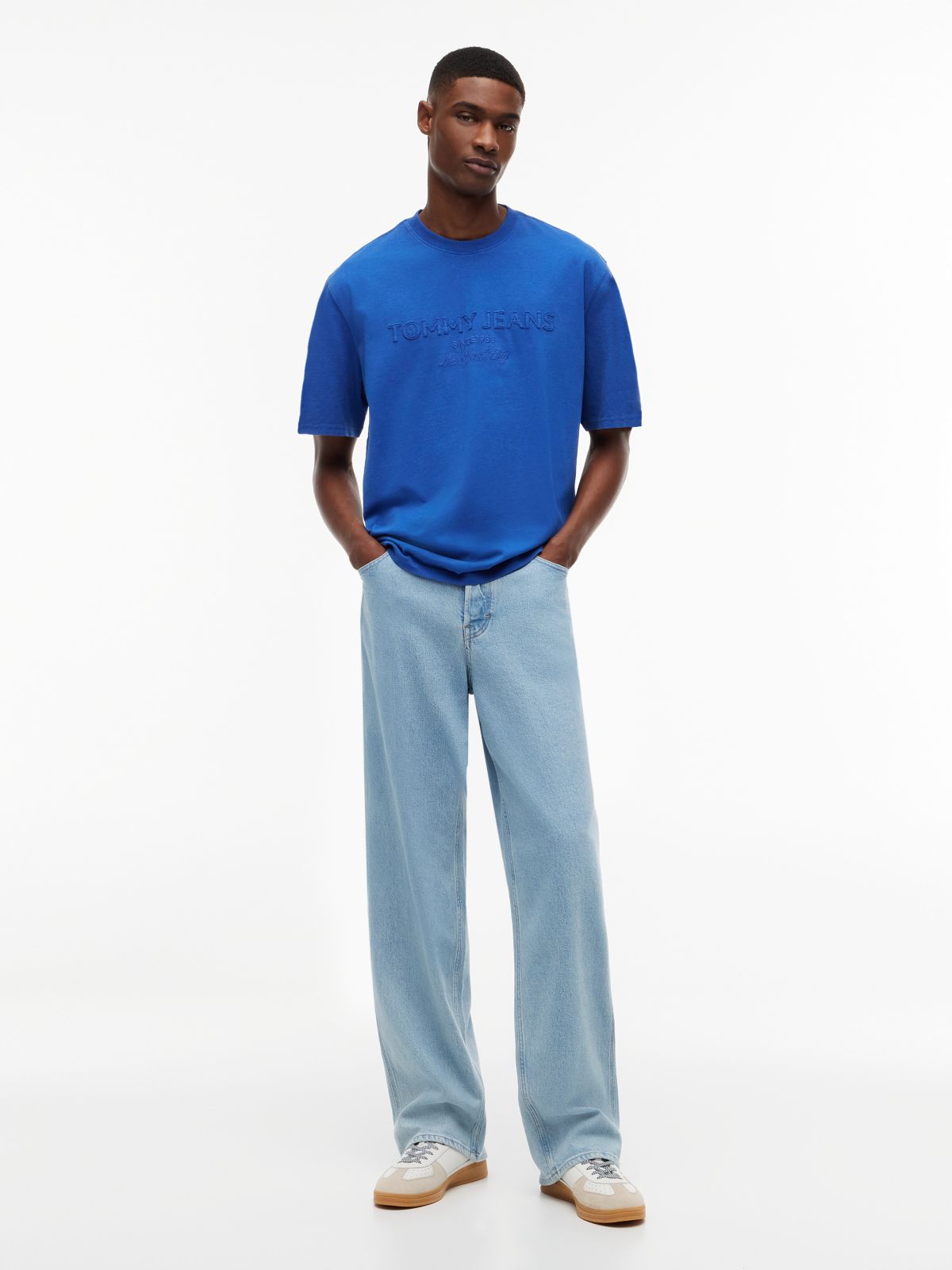 Classic Tonal Logo Oversized T-Shirt — Blue