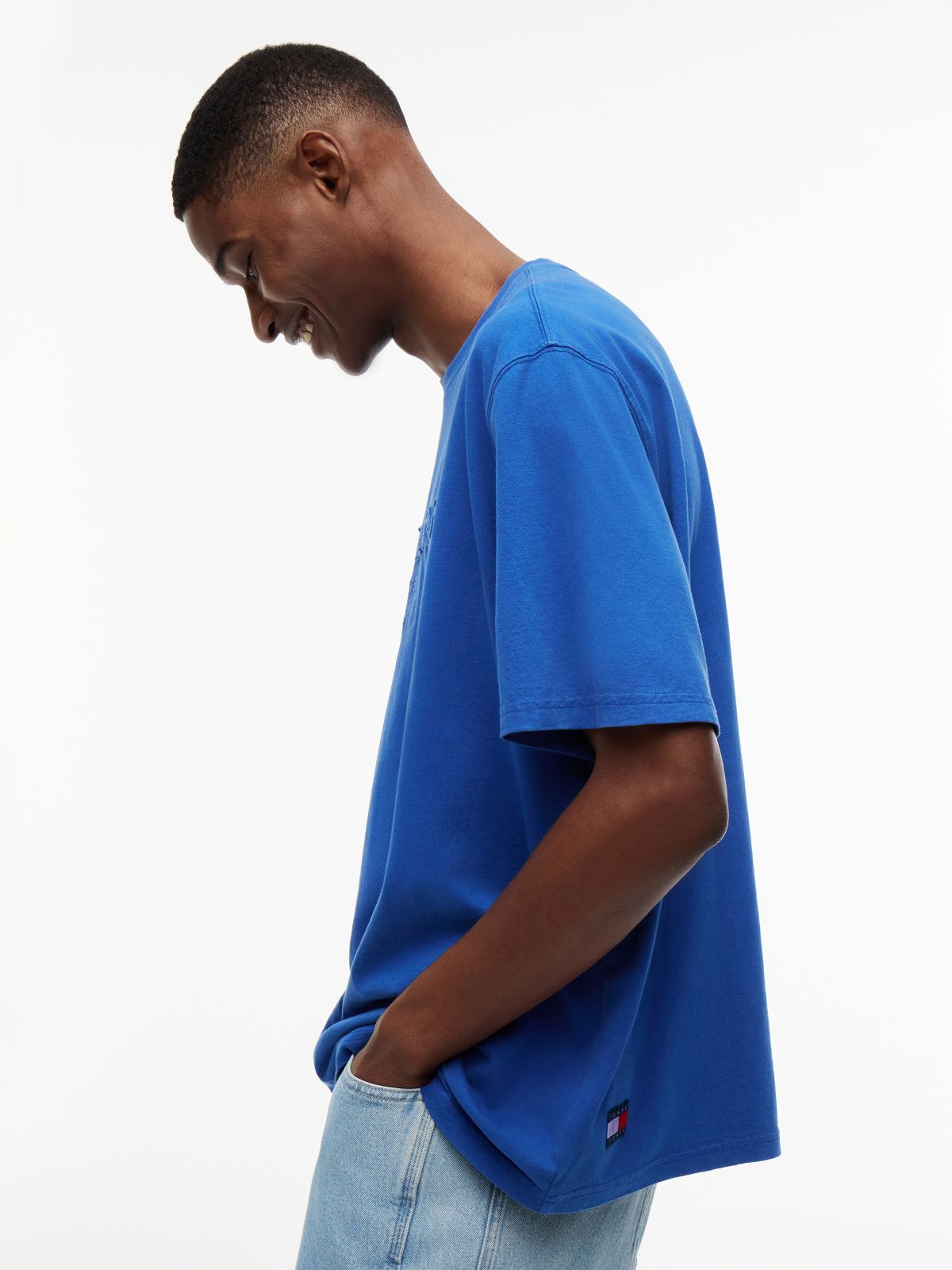 Classic Tonal Logo Oversized T-Shirt — Blue