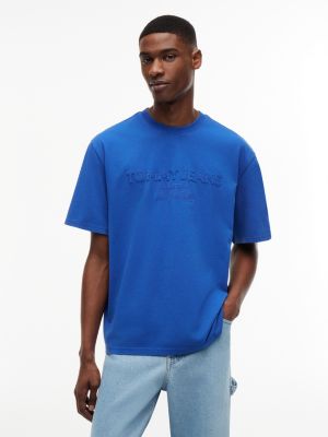 blue klassisches oversized fit t-shirt mit gleichfarbigem logo für herren - tommy jeans