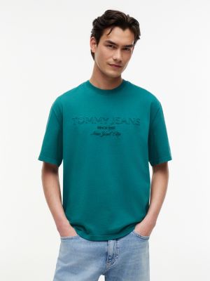 green classic tonal logo oversized t-shirt for men tommy jeans