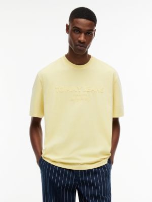 yellow klassisches oversized fit t-shirt mit gleichfarbigem logo für herren - tommy jeans
