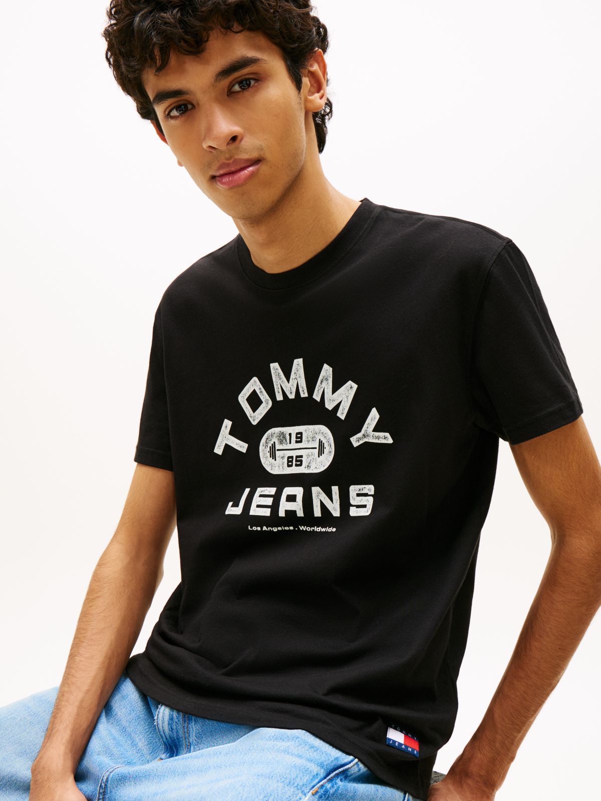 Graphic Crew Neck Jersey T-Shirt — Black