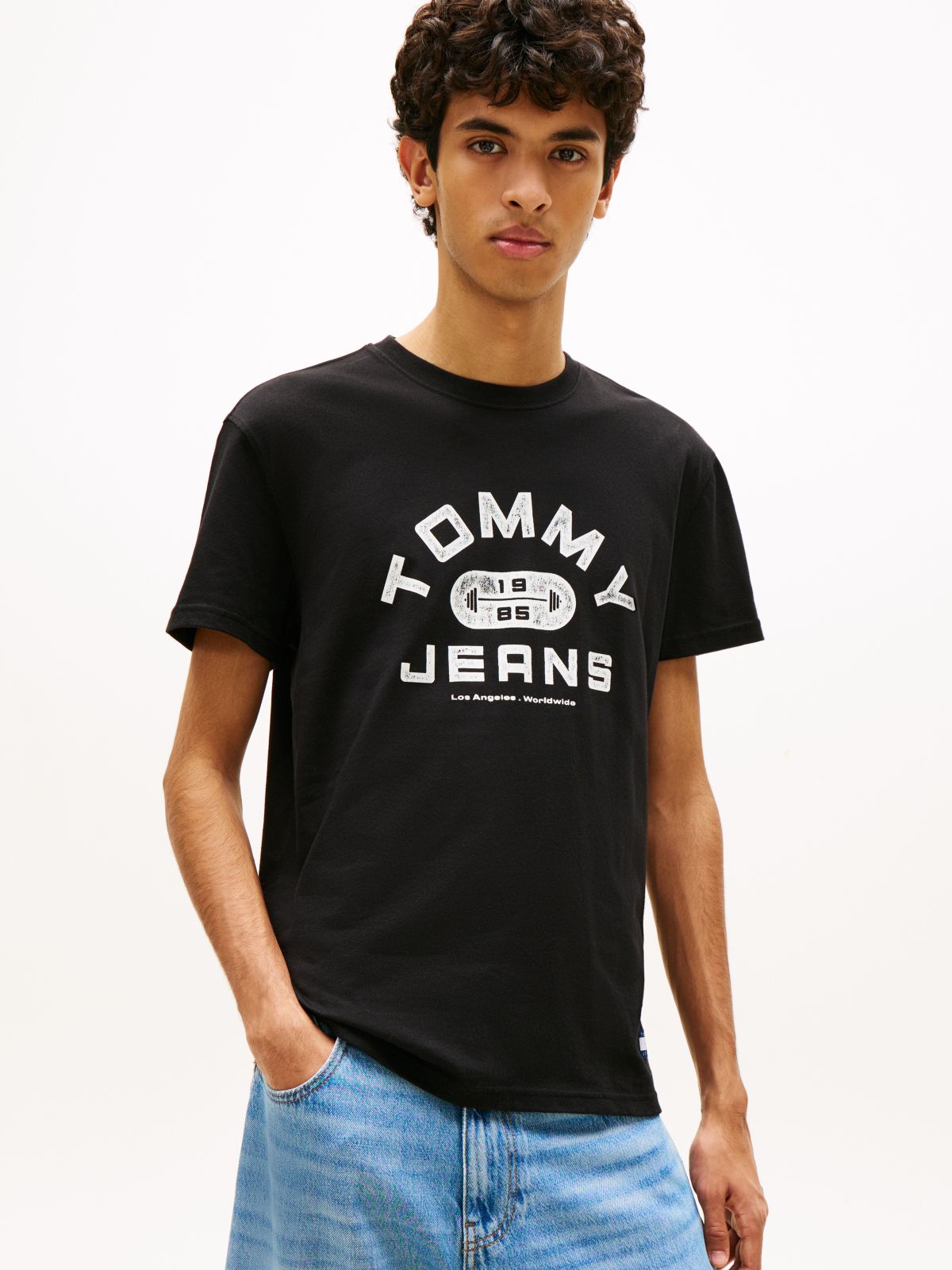 Graphic Crew Neck Jersey T-Shirt — Black