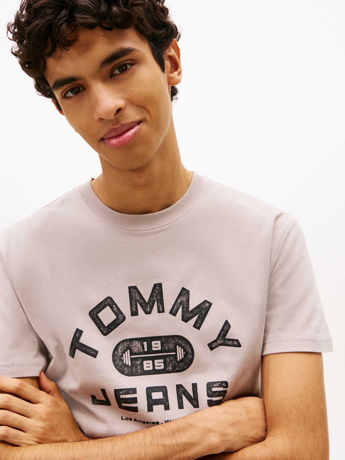 Graphic Crew Neck Jersey T-Shirt — Grey