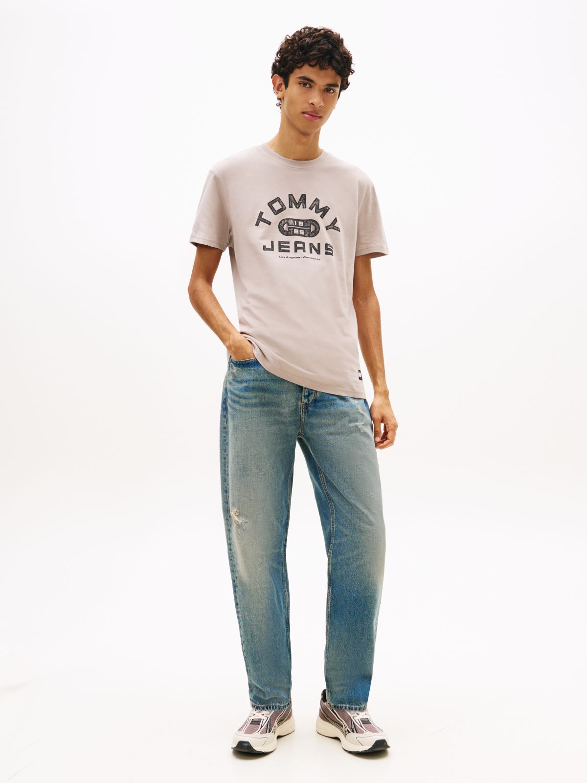 Graphic Crew Neck Jersey T-Shirt — Grey
