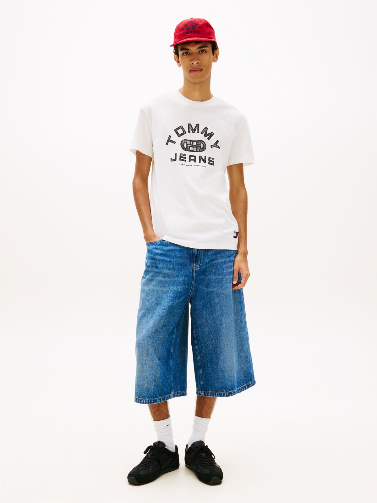 Graphic Crew Neck Jersey T-Shirt — White
