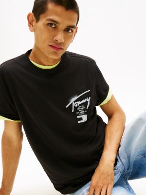 black signature jersey-t-shirt mit rückenlogo für herren - tommy jeans