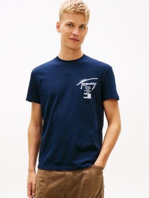 blue signature jersey-t-shirt mit rückenlogo für herren - tommy jeans