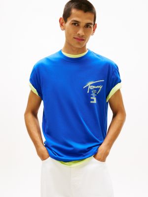 blue signature jersey-t-shirt mit rückenlogo für herren - tommy jeans