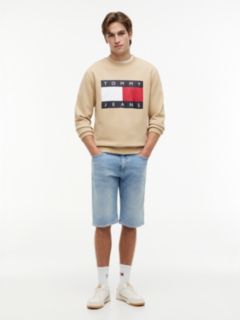 Flag Badge Crew Neck Sweatshirt — Beige 2