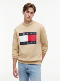 Flag Badge Crew Neck Sweatshirt — Beige 1