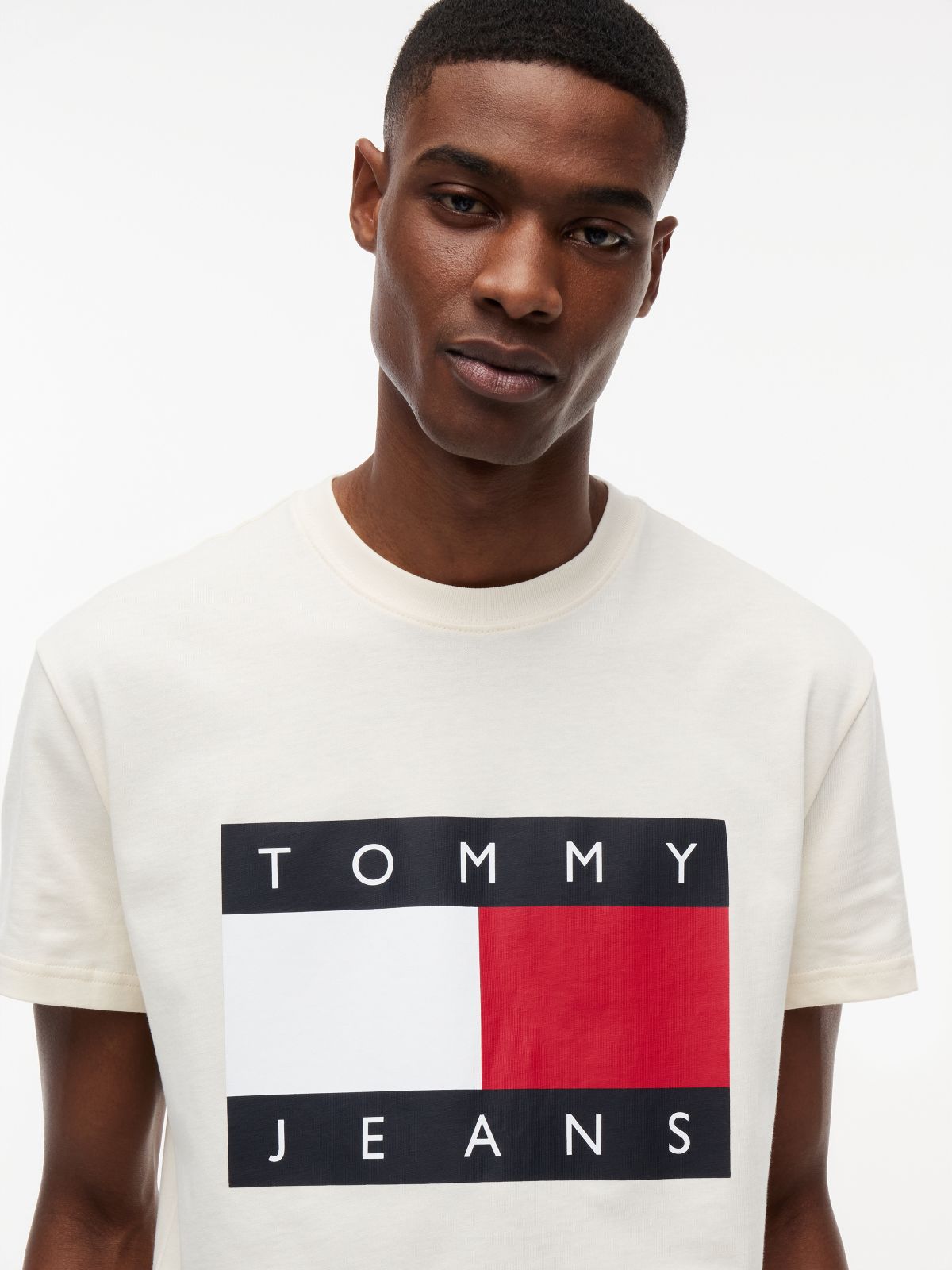 Flag Badge Crew Neck T-Shirt — Beige