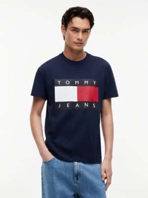blue flag badge crew neck t-shirt for men tommy jeans