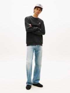 Tommy Badge Terry Crew Neck Sweatshirt — Black 3