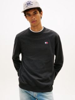 Tommy Badge Terry Crew Neck Sweatshirt — Black 1