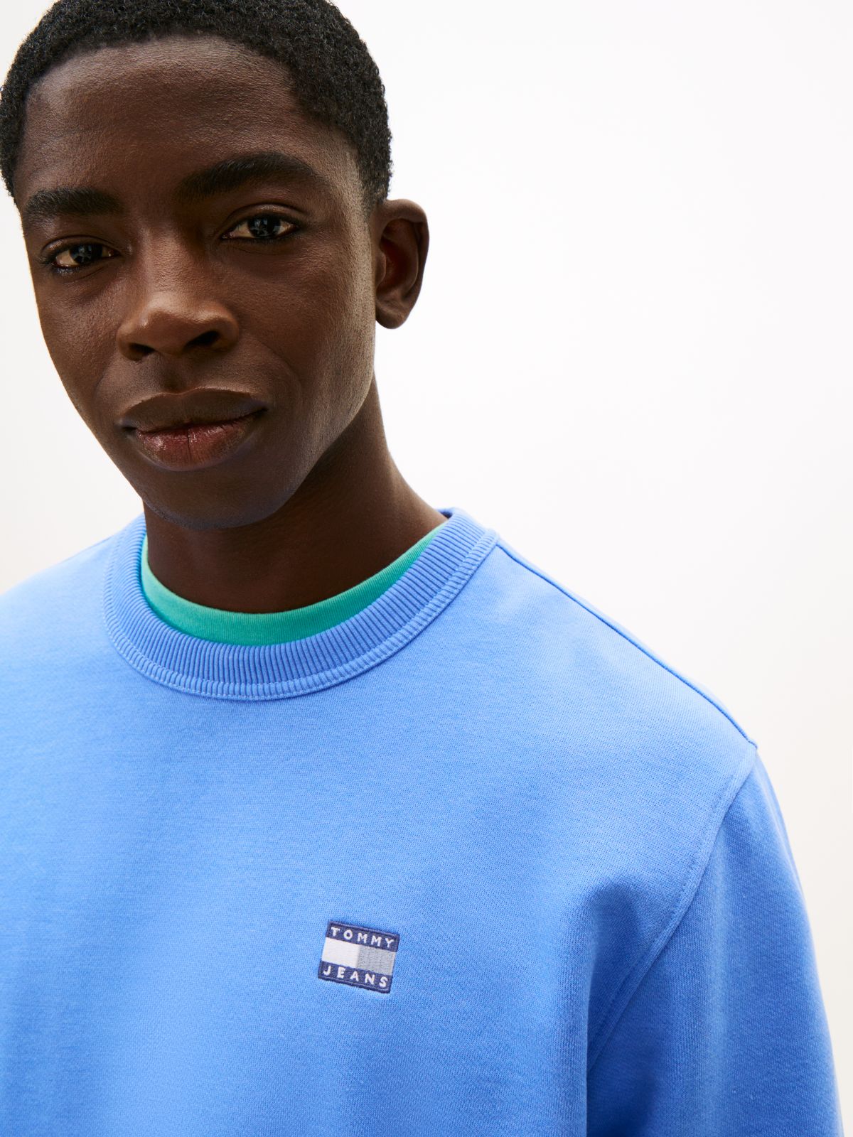 Tommy Badge Terry Crew Neck Sweatshirt — Blue