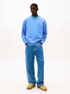 Tommy Badge Terry Crew Neck Sweatshirt — Blue 3