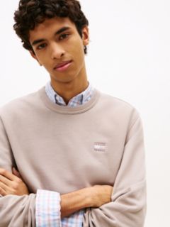 Tommy Badge Terry Crew Neck Sweatshirt — Grey 2
