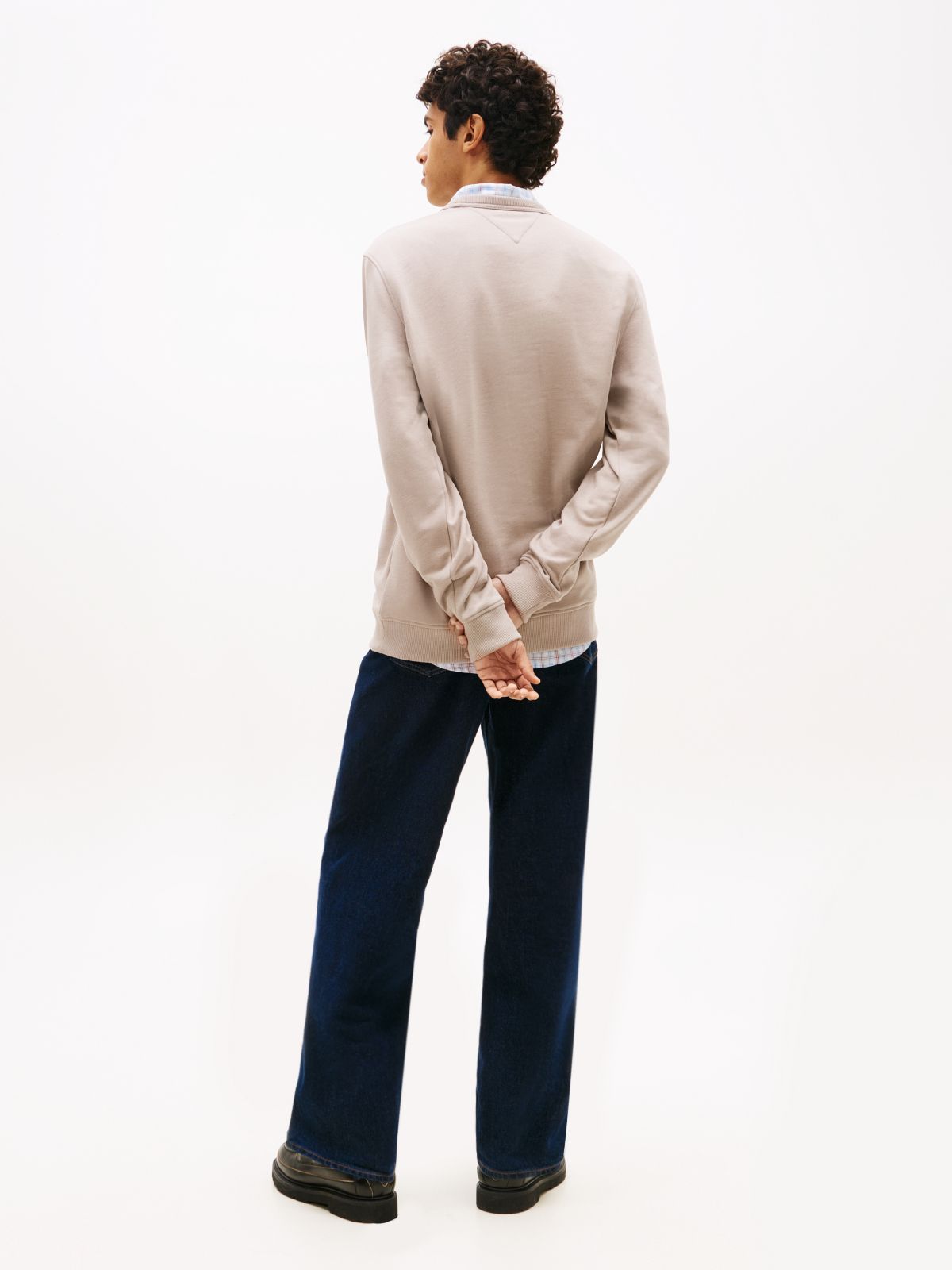 Tommy Badge Terry Crew Neck Sweatshirt — Grey