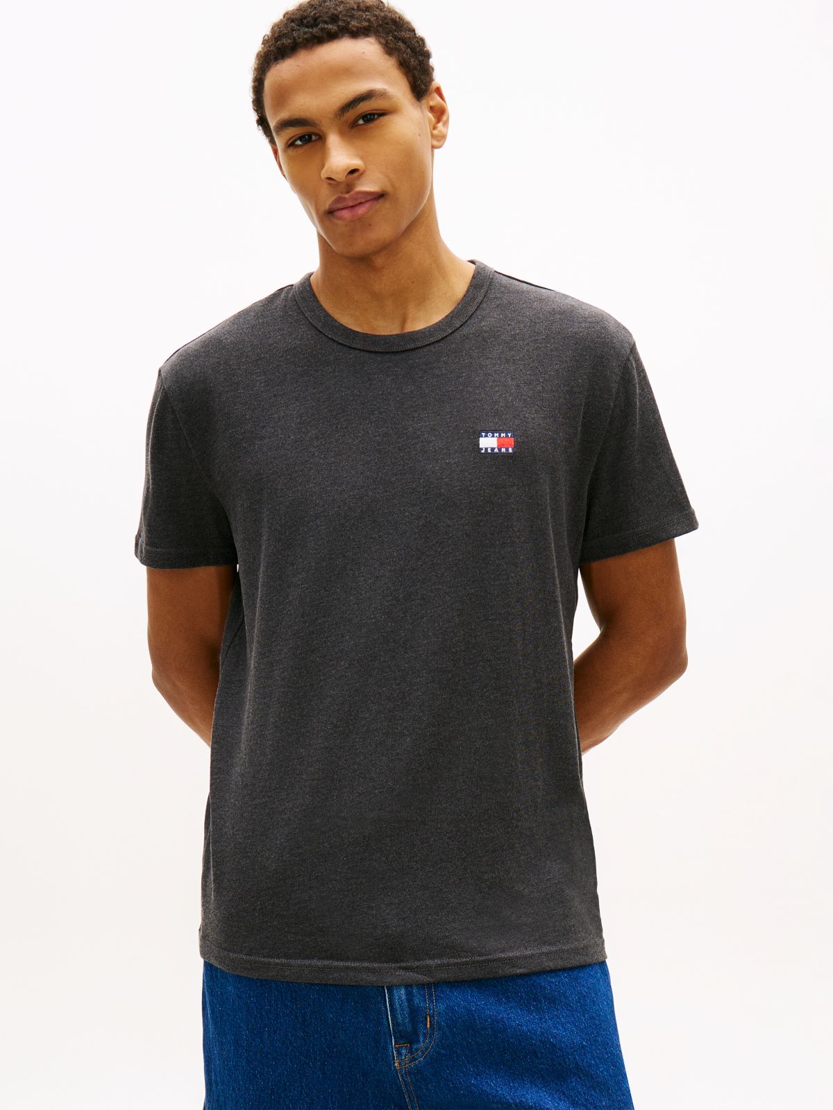 Tommy Badge Jersey Crew Neck T-Shirt — Black