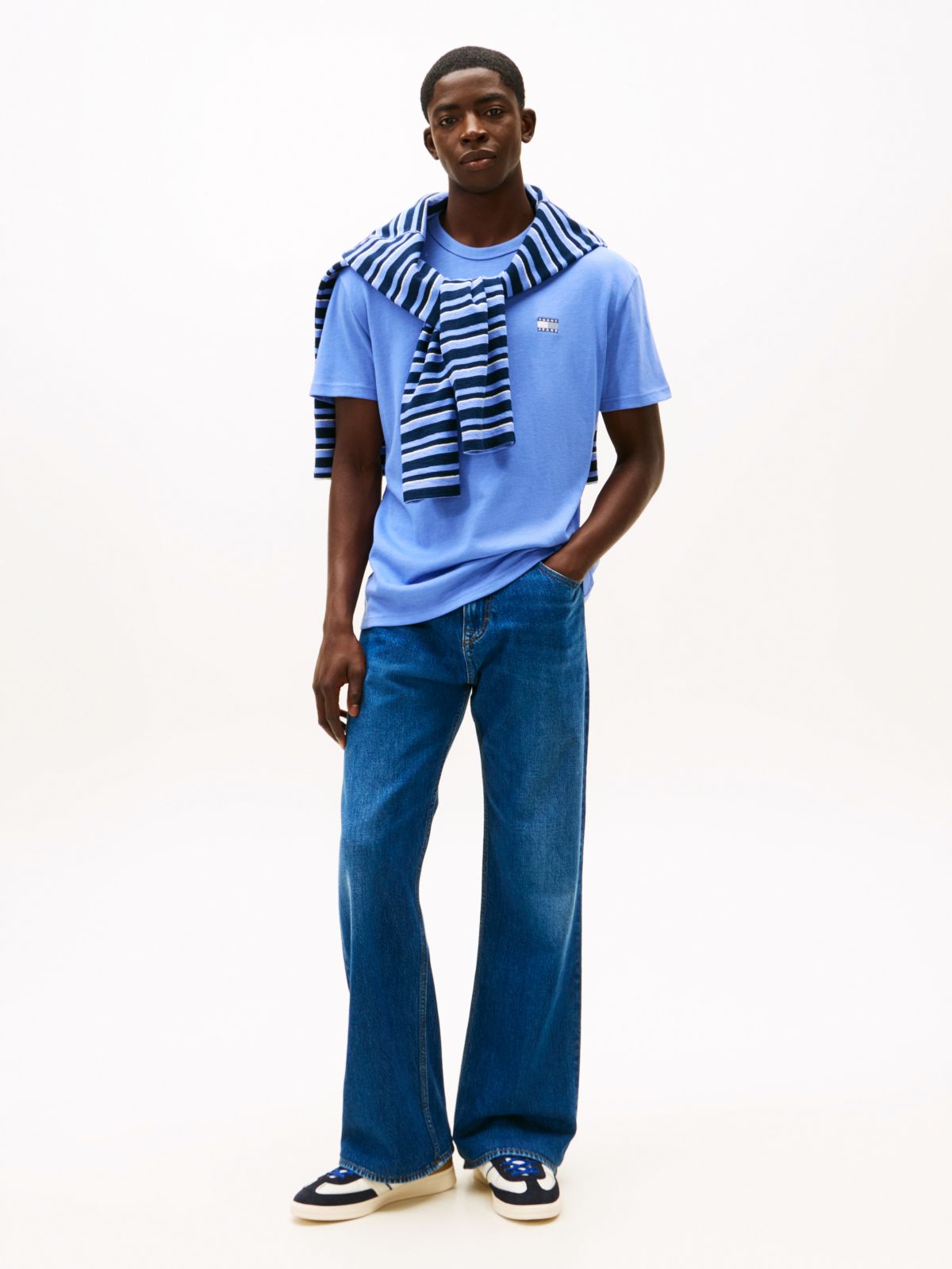 Tommy Badge Jersey Crew Neck T-Shirt — Blue
