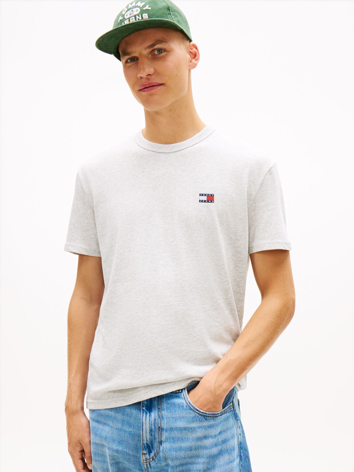 Tommy Badge Jersey Crew Neck T-Shirt — Grey