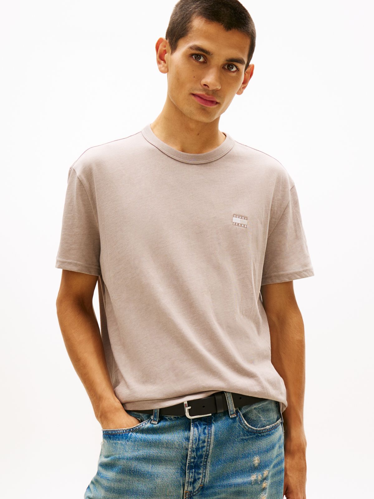 Tommy Badge Jersey Crew Neck T-Shirt — Grey