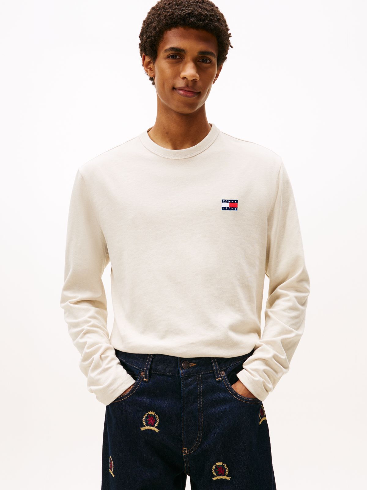 Tommy Badge Long Sleeve T-Shirt — White