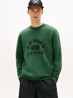 sweat en tissu éponge à col ras-du-cou green pour hommes tommy jeans