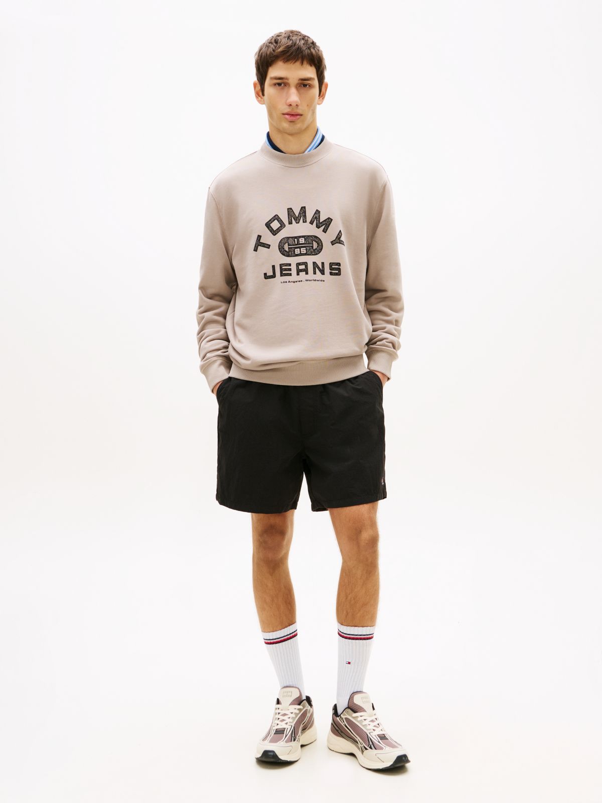 Graphic Terry Crew Neck Sweatshirt — Grey