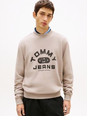 sweat en tissu éponge à col ras-du-cou grey pour hommes tommy jeans