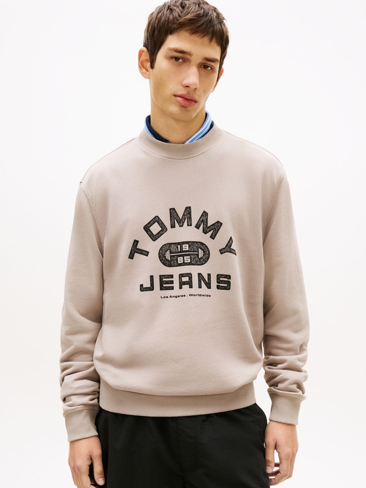 Graphic Terry Crew Neck Sweatshirt — Grey