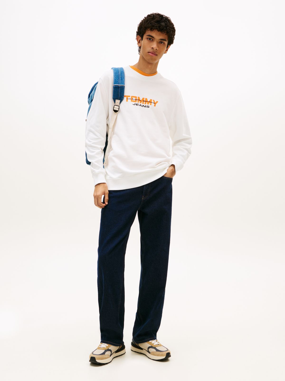 Logo Sueded Terry Crew Neck Sweatshirt — White