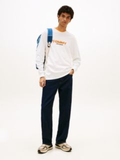 Logo Sueded Terry Crew Neck Sweatshirt — White 3
