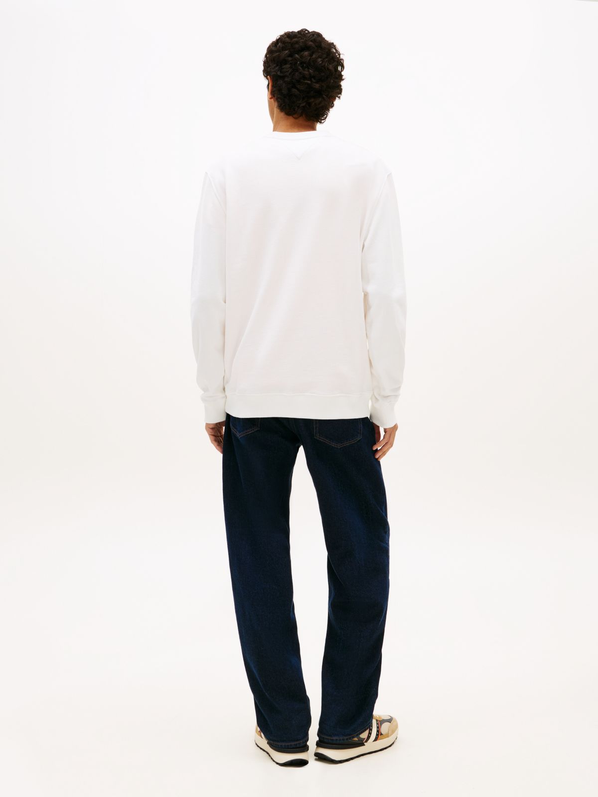Logo Sueded Terry Crew Neck Sweatshirt — White