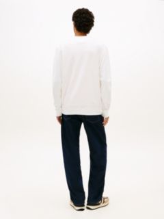 Logo Sueded Terry Crew Neck Sweatshirt — White 4